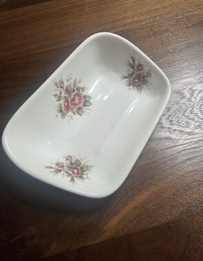 Vintage Athena California Ceramic Pink Floral Roses Soap Dish